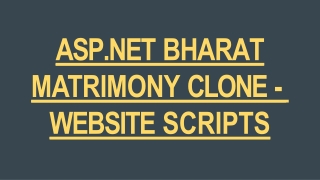 ASP.NET BHARAT MATRIMONY CLONE - WEBSITE SCRIPTS
