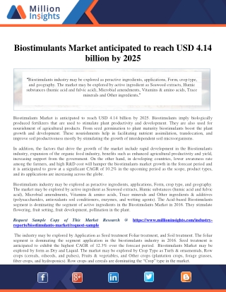 Biostimulants Market anticipated to reach USD 4.14 billion by 2025