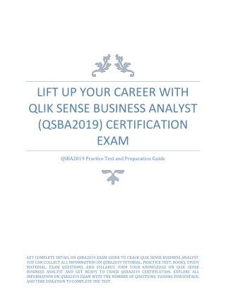 Lift Up Your Career with Qlik Sense Business Analyst (QSBA2019) Certification Exam