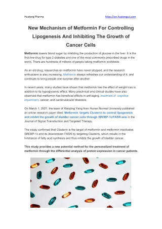 New Mechanism of Metformin For Controlling Lipogenesis And Inhibiting The Growth of Cancer Cells