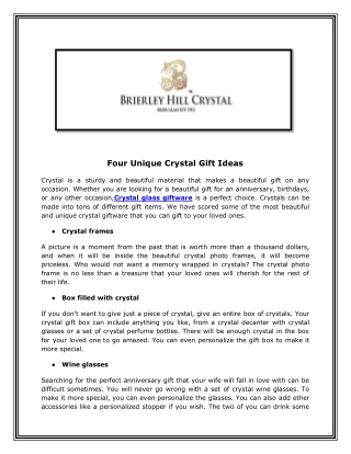 Four Unique Crystal Gift Ideas