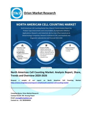 North American Cell Counting Market Share 2020: Trends, Key Players, Industry Analysis and Report 2020-2026