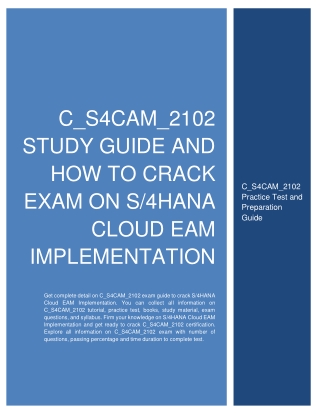 C_S4CAM_2102 Study Guide and How to Crack Exam on S/4HANA Cloud EAM Implementation