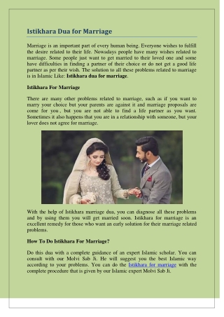 Istikhara Dua For Marriage - How To Do Istikhara For Marriage