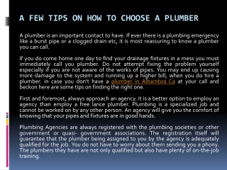 A Few Tips on How To Choose A Plumber