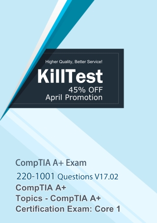 Updated CompTIA A  220-1001 Test Questions Killtest V17.02