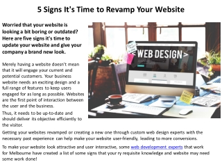 5 Signs It's Time to Revamp Your Website
