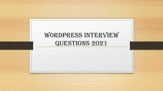 WordPress Interview Questions