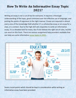 How To Write An Informative Essay Topic 2021?