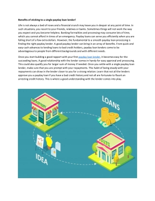 Why Take a Loan from a Single Lender?