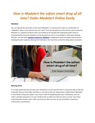 How is Modalert the safest smart drug of all time? Order Modalert Online Easily