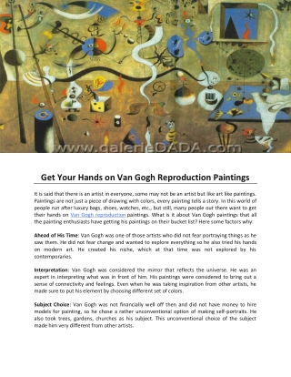 Get Your Hands on Van Gogh Reproduction Paintings