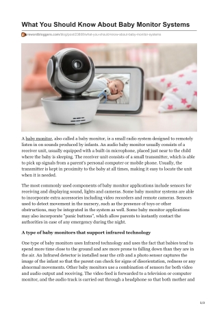 What You Should Know About Baby Monitor Systems