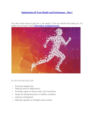 Optimization Of Your Health And Performance - How?