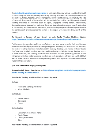 Asia Pacific Vending Machines Market  Growth, Size, Share and Industry Report to 2020-2026