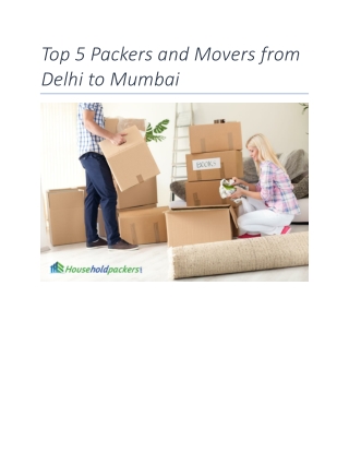Top 5 Packers and Movers from Delhi to Mumbai