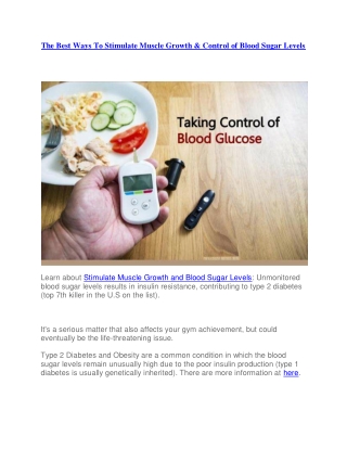 The Best Ways To Stimulate Muscle Growth & Control of Blood Sugar Levels