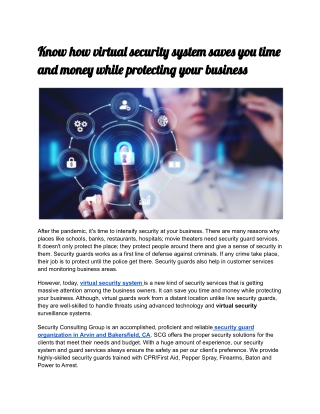 Know how virtual security system saves you time and money while protecting your business
