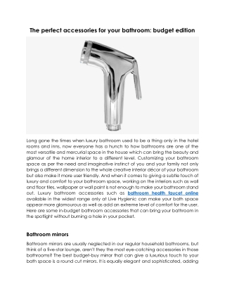 High Quality Bathroom Health Faucet Online at Livehygienic