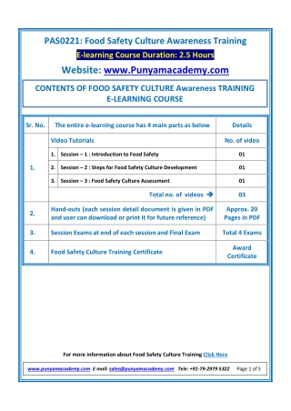 Food Safety Culture Awareness Training