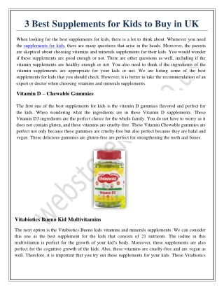 3 Best Supplements for Kids to Buy in UK