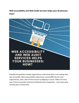 Web accessibility and Web Audit Services helps your Businesses: How?