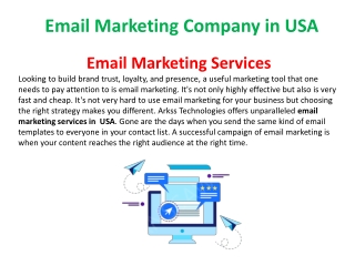 Best Email Marketing Agencies in the USA | Arkss Technologies