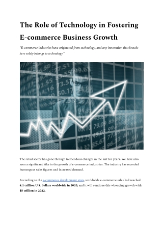 The Role of Technology in Fostering E-commerce Business Growth