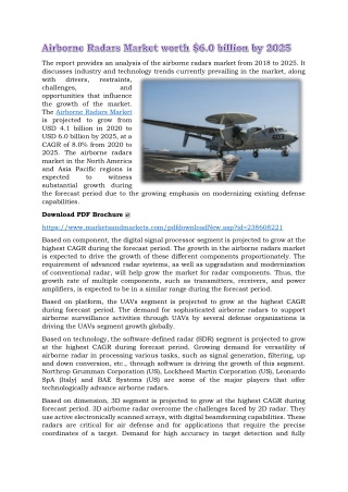 Airborne Radars Market worth $6.0 billion by 2025