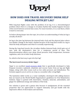 How Does Our Travel Recovery Drink Help Dealing With Jet Lag?