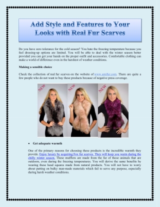 Add Style and Features to Your Looks with Real Fur Scarves