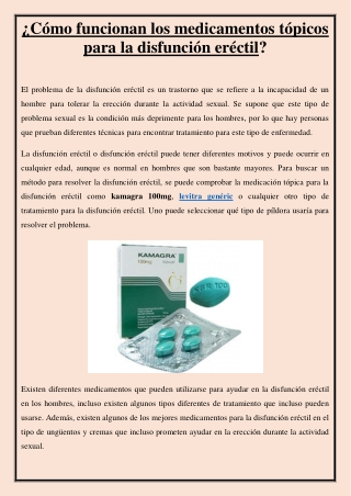 ¿Cómo funcionan los medicamentos tópicos para la disfunción eréctil?