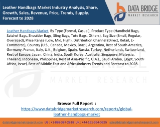 Leather Handbags Market Industry Analysis, Share, Growth, Sales, Revenue, Price, Trends, Supply, Forecast to 2028