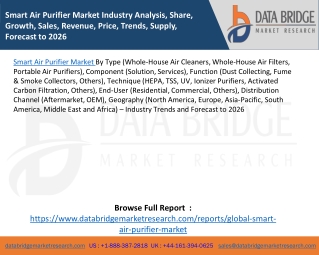 Smart Air Purifier Market Industry Analysis, Share, Growth, Sales, Revenue, Price, Trends, Supply, Forecast to 2026