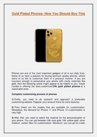 Gold Plated Phones- How You Should Buy This