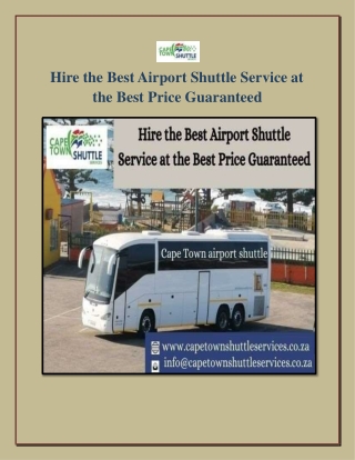 Hire the Best Airport Shuttle Service at the Best Price Guaranteed