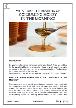 What Are The Benefits Of Consuming Honey In The Morning?