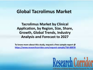 Tacrolimus Market by Clinical Application, by Region, Size, Share, Growth, Global Trends, Industry Analysis and Forecast