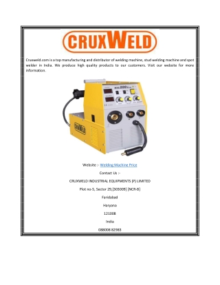 Welding Machine Price in India