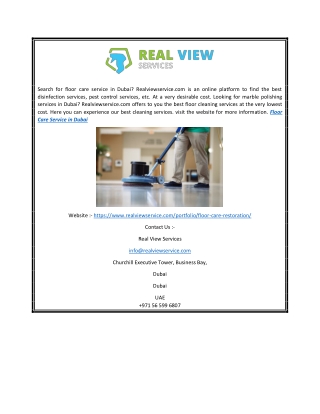 Floor Care Service In Dubai | Realviewservice.com