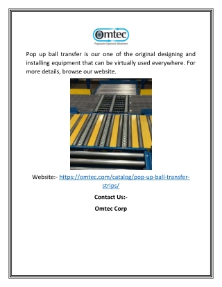 Pop up ball transfer | Omtec.com