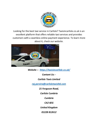 Carlisle Taxi Phone Number | Taxisincarlisle.co.uk