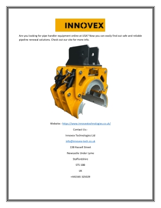 pipe handler equipment online USA | Innovex Technologies Ltd