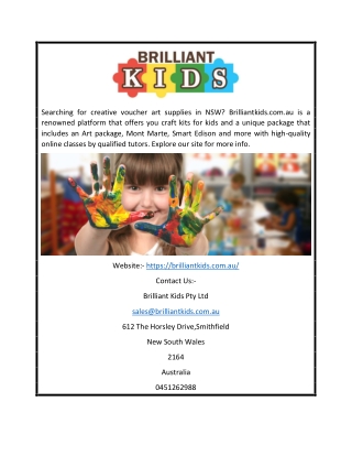 Creative Voucher Provider in NSW | Brilliantkids.com.au