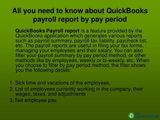 complete details on QuickBooks desktop payroll report by pay period