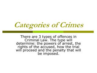 Categories of Crimes