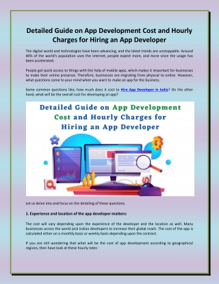 Detailed Guide on App Development Cost and Hourly Charges for Hiring an App Developer
