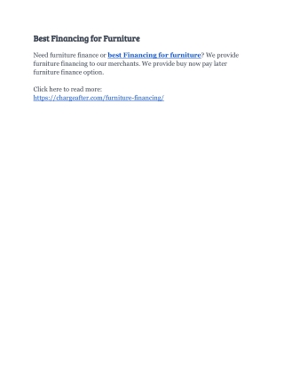 Best Financing for Furniture