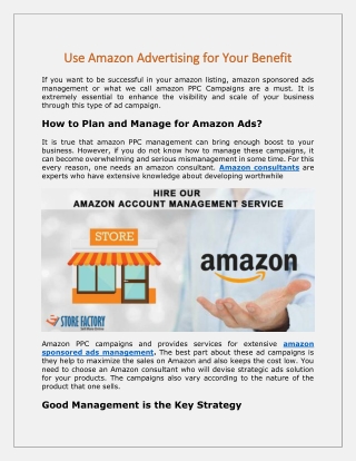 Use Amazon Advertising For Your Benefit