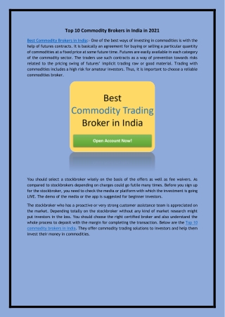Best Commodity Broker in India